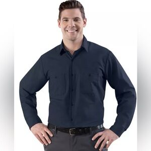 3/$10 Mens Uniweave Soft Comfort by UniFirst Long Sleeve Navy Dress Shirt 15.5